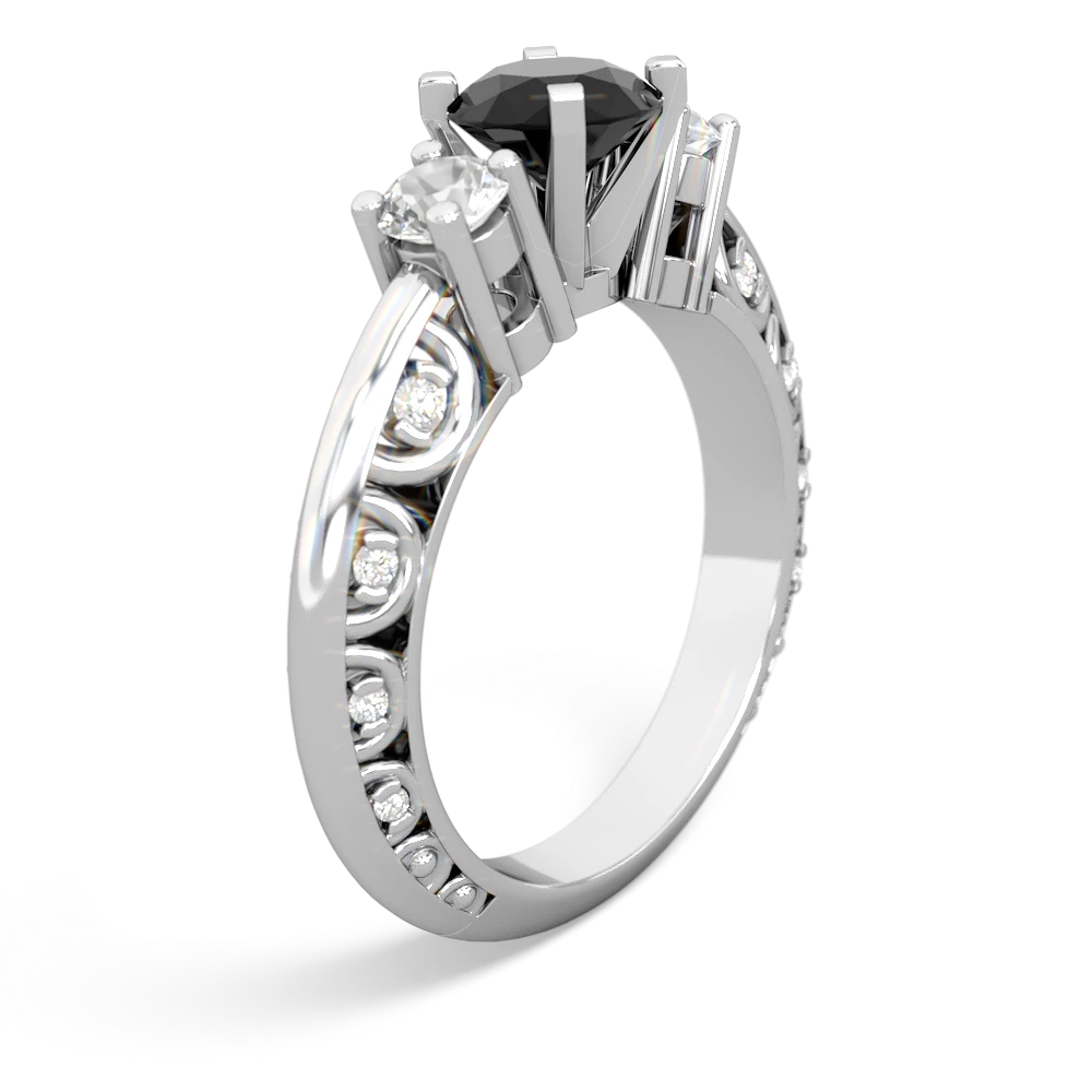 Onyx Art Deco Eternal Embrace Engagement 14K White Gold ring C2003