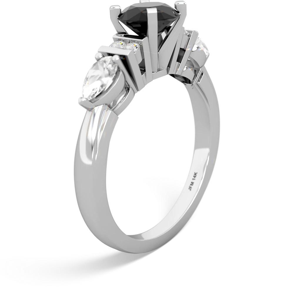 Onyx 6Mm Round Eternal Embrace Engagement 14K White Gold ring R2005