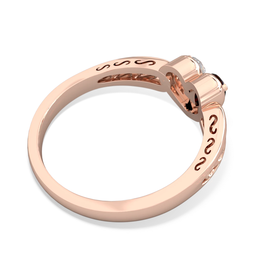 Onyx Filligree 'One Heart' 14K Rose Gold ring R5070