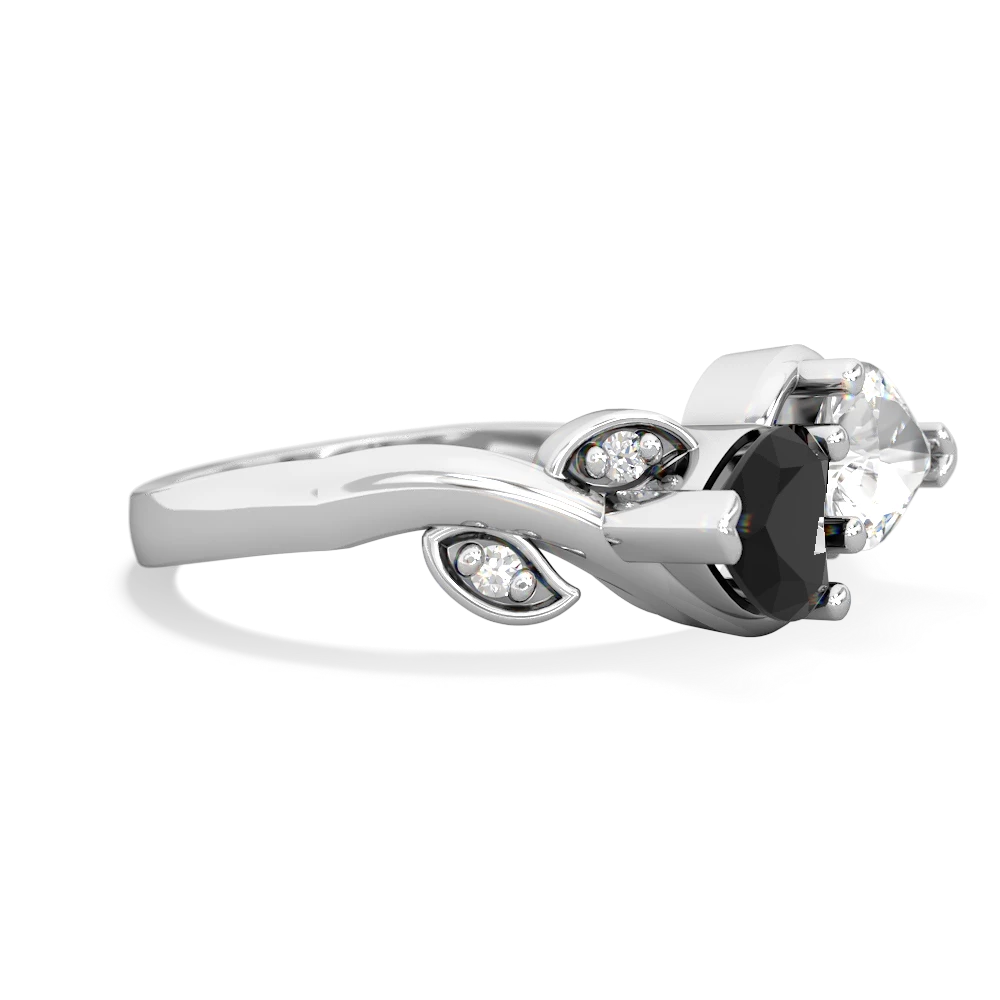 Onyx Floral Elegance 14K White Gold ring R5790