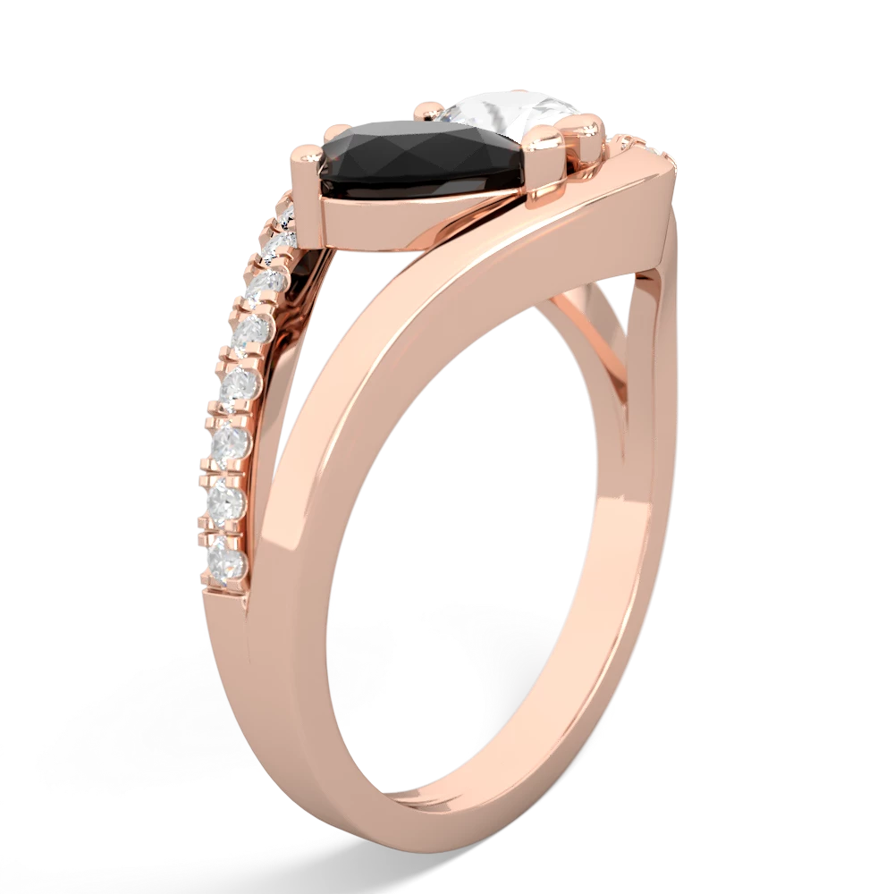 Onyx Nestled Heart Keepsake 14K Rose Gold ring R5650