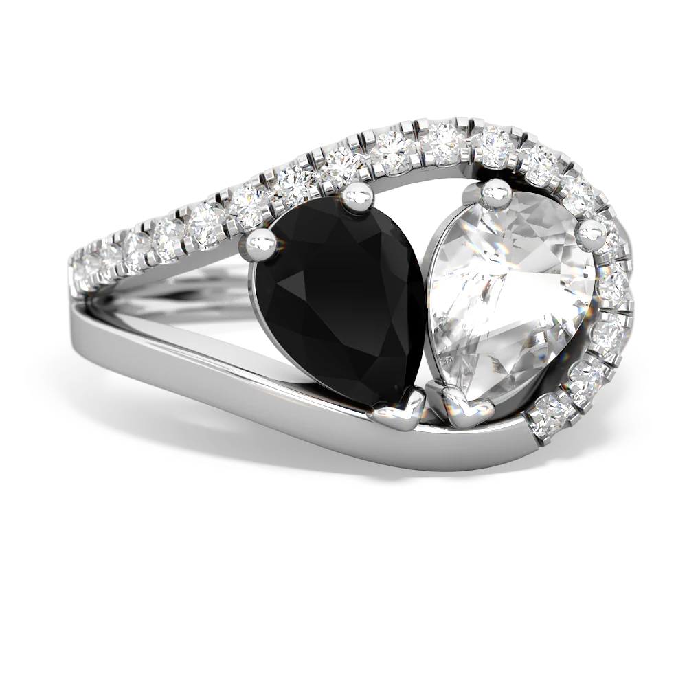 Onyx Nestled Heart Keepsake 14K White Gold ring R5650