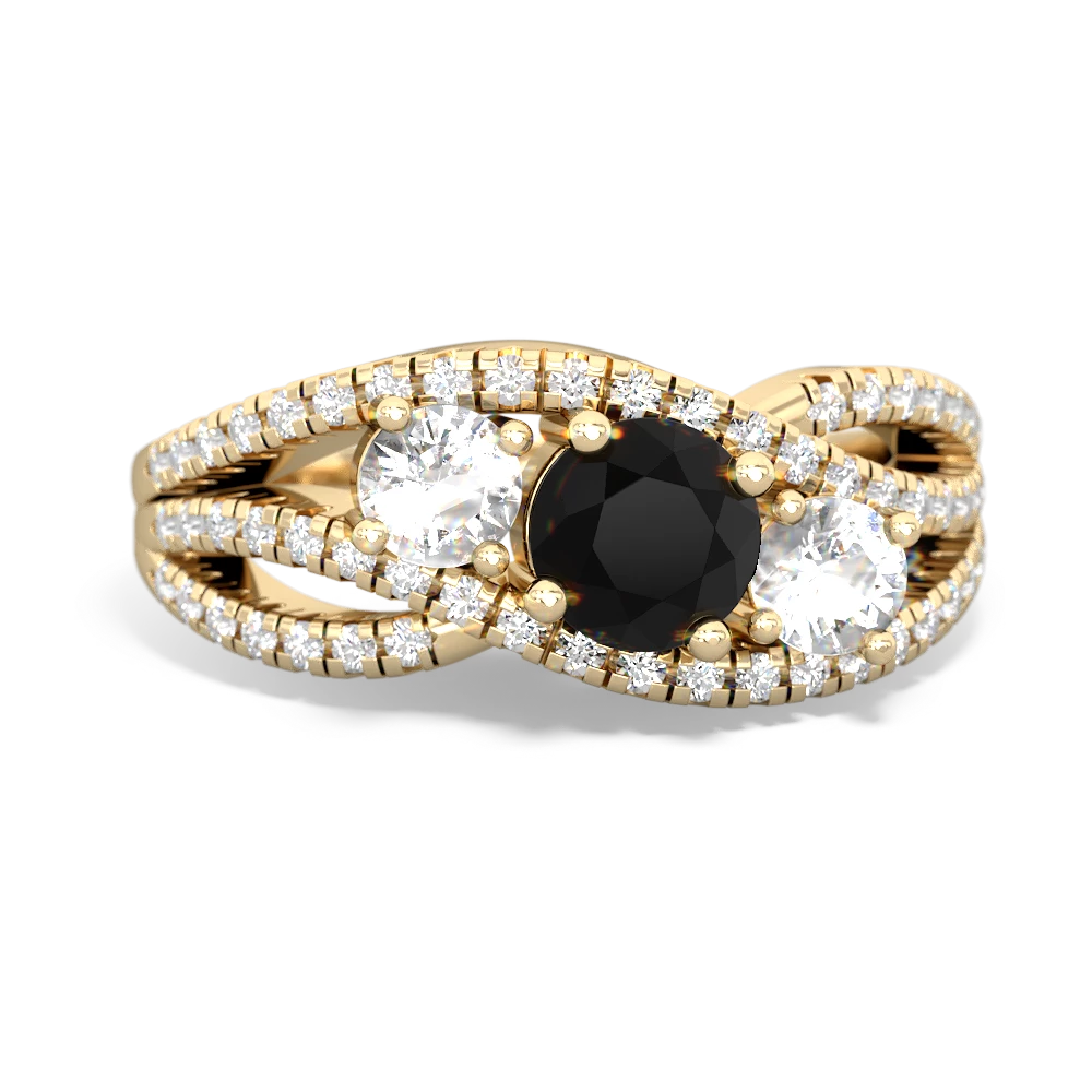 Onyx Three Stone Aurora 14K Yellow Gold ring R3080