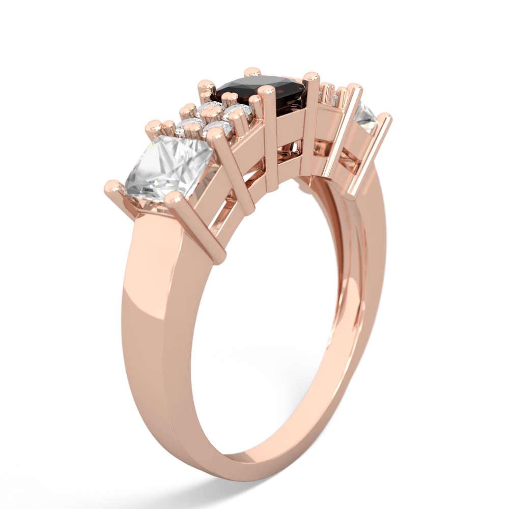 Onyx Three Stone Diamond Cluster 14K Rose Gold ring R2592