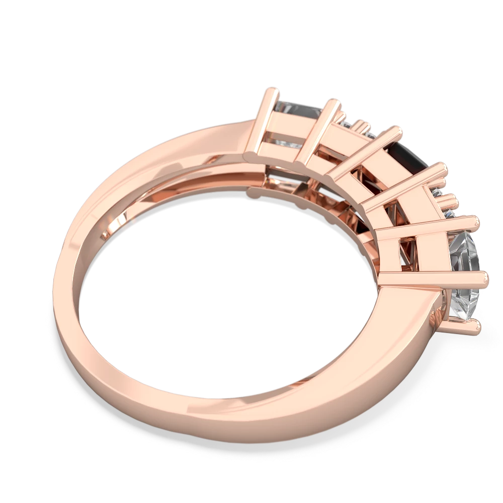 Onyx Three Stone Diamond Cluster 14K Rose Gold ring R2592