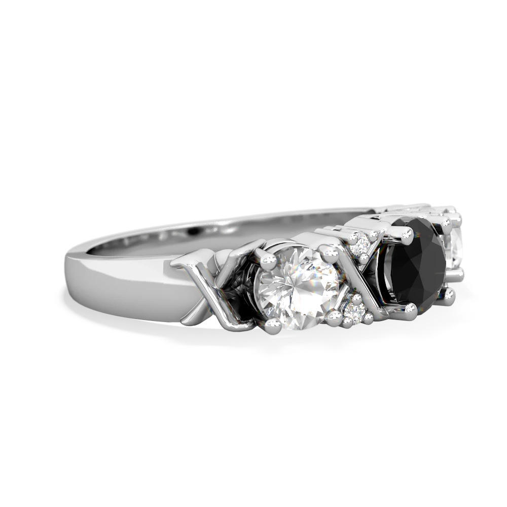 Onyx Hugs And Kisses 14K White Gold ring R5016