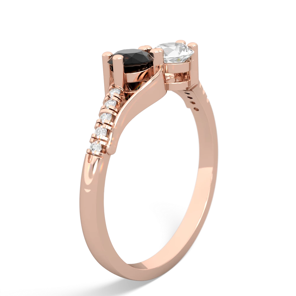 Onyx Infinity Pave Two Stone 14K Rose Gold ring R5285