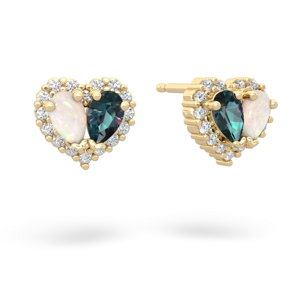 Opal Halo 14K Yellow Gold earrings E7008