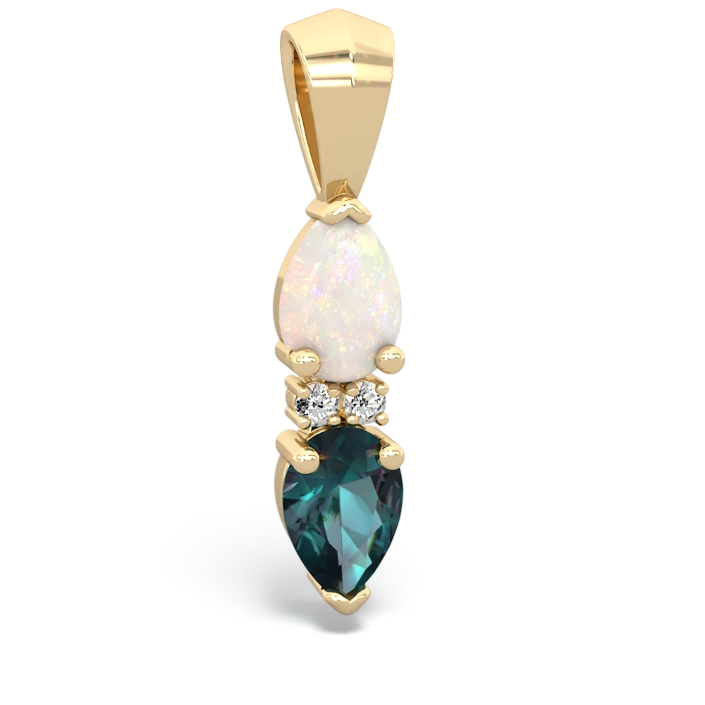 Opal Bowtie Drop 14K Yellow Gold pendant P0865