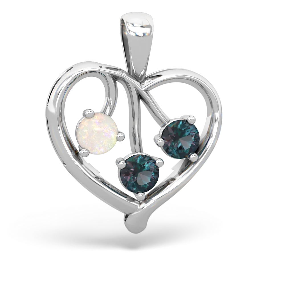 Opal Glowing Heart 14K White Gold pendant P2233