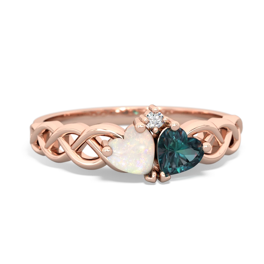 Opal Heart To Heart Braid 14K Rose Gold ring R5870