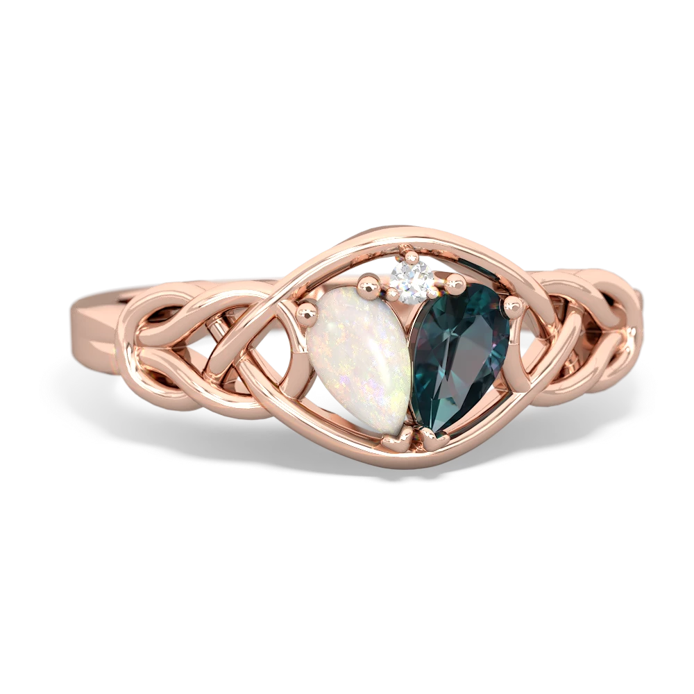 Opal Celtic Love Knot 14K Rose Gold ring R5420