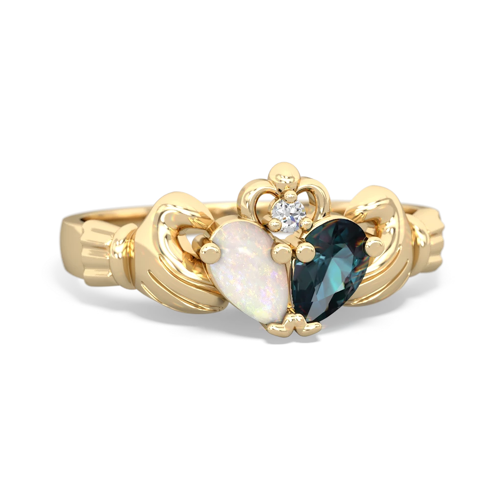 Opal 'Our Heart' Claddagh 14K Yellow Gold ring R2388