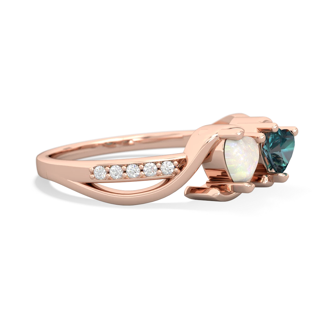 Opal Side By Side 14K Rose Gold ring R3090