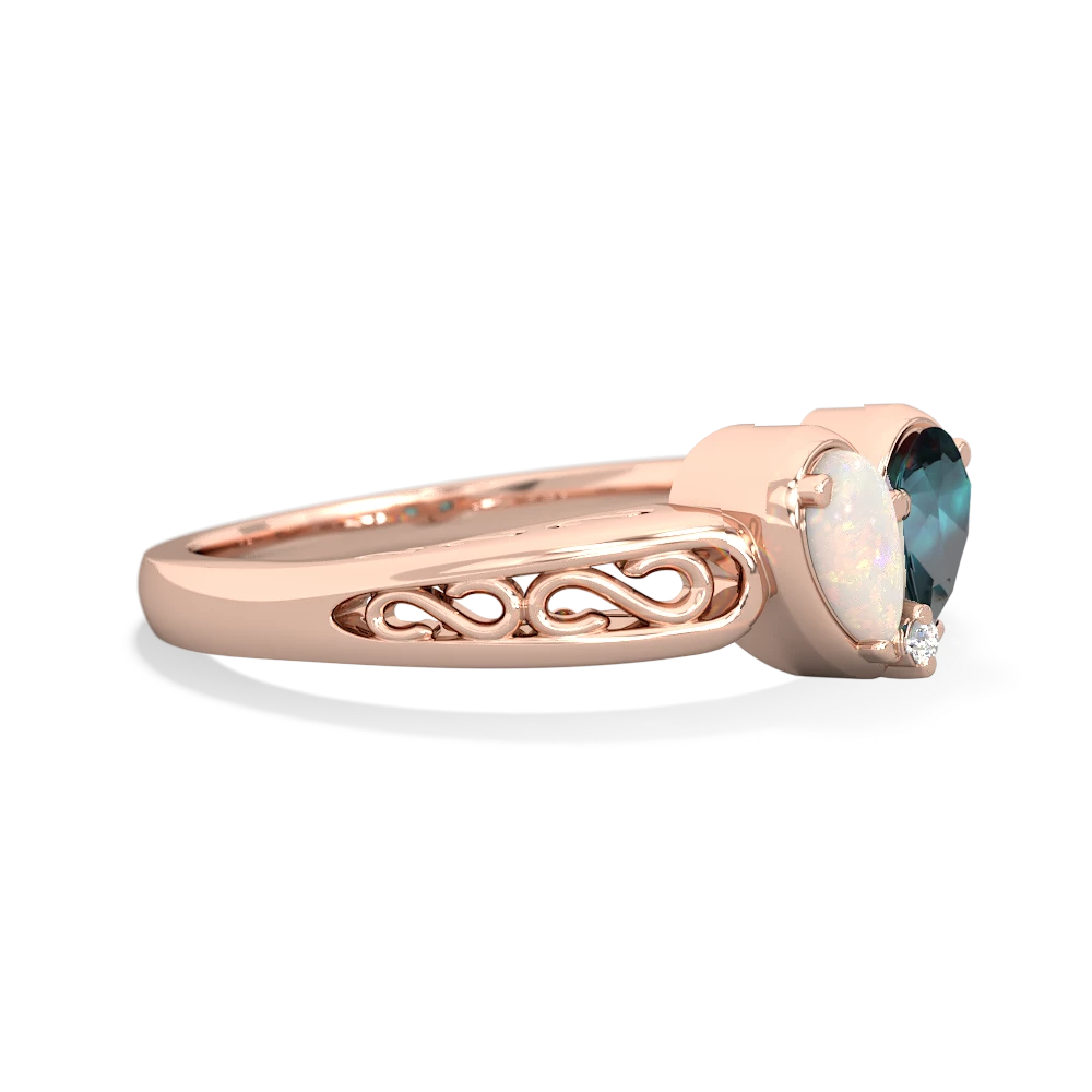 Opal Filligree 'One Heart' 14K Rose Gold ring R5070