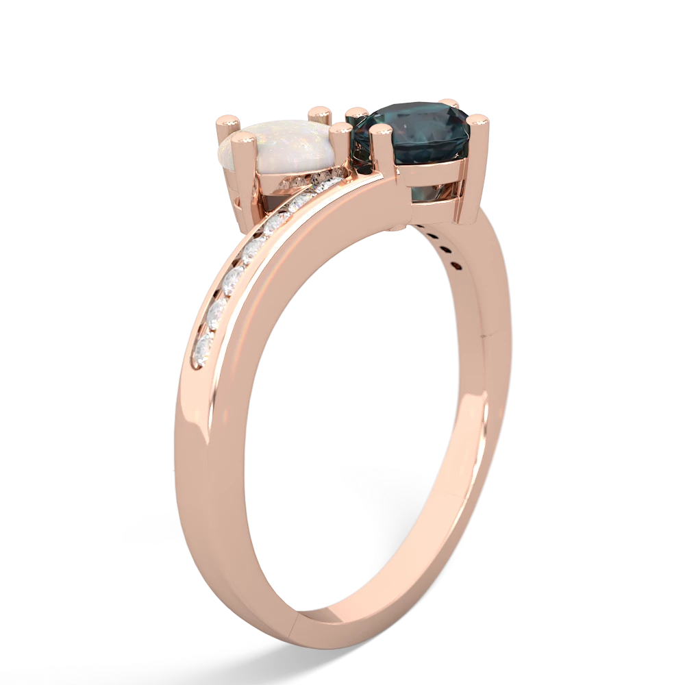 Opal Channel Set Two Stone 14K Rose Gold ring R5303