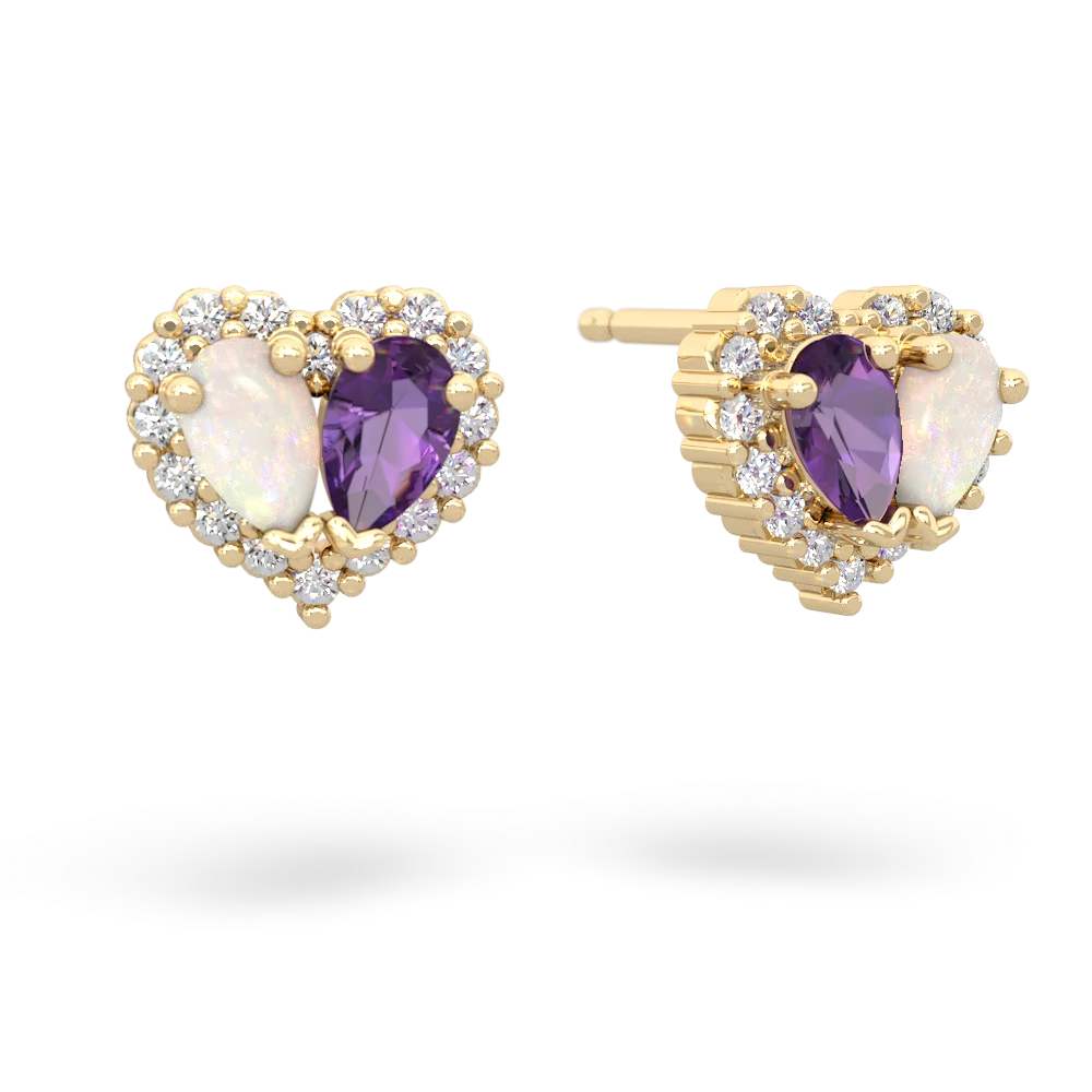 Opal Halo 14K Yellow Gold earrings E7008