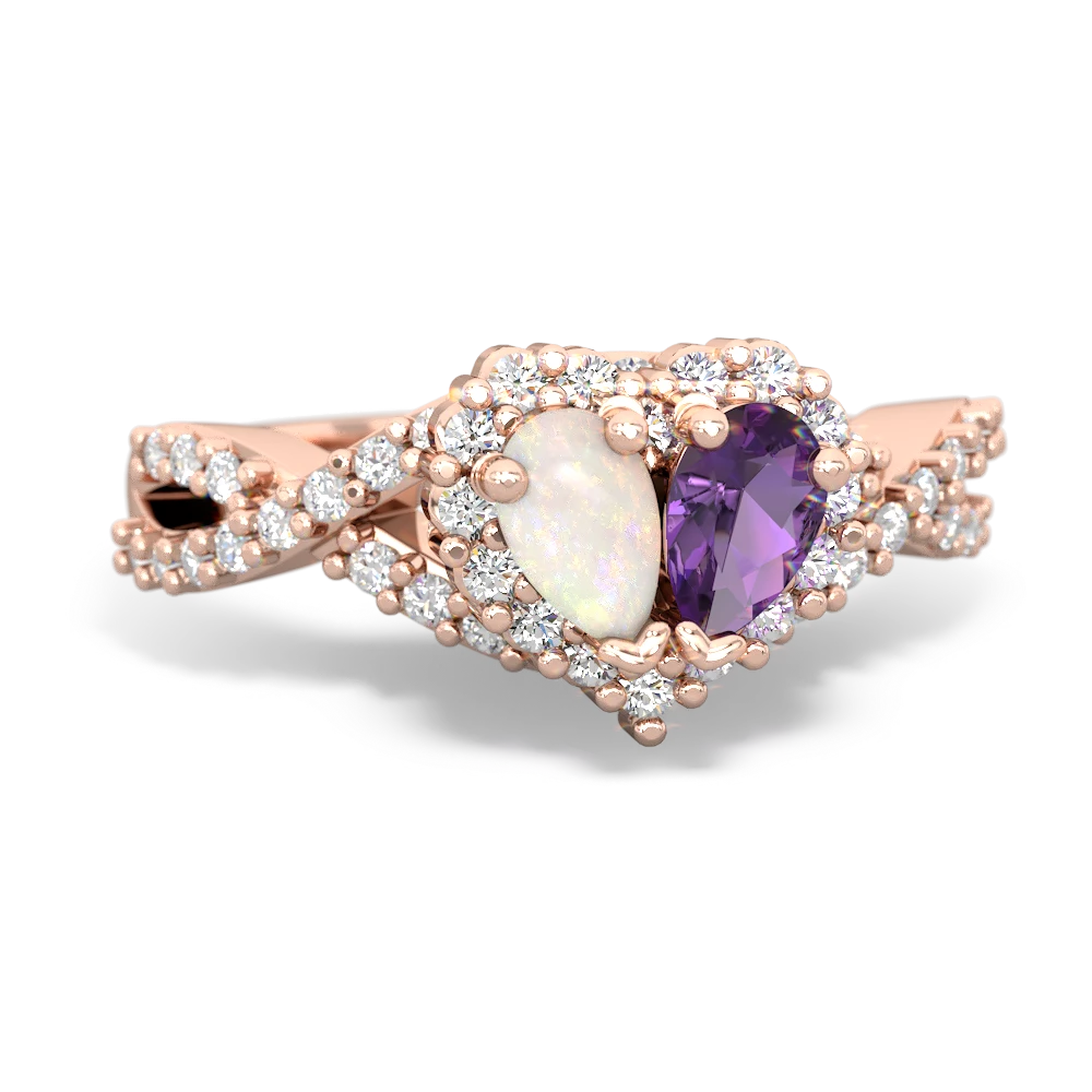 Opal Diamond Twist 'One Heart' 14K Rose Gold ring R2640HRT