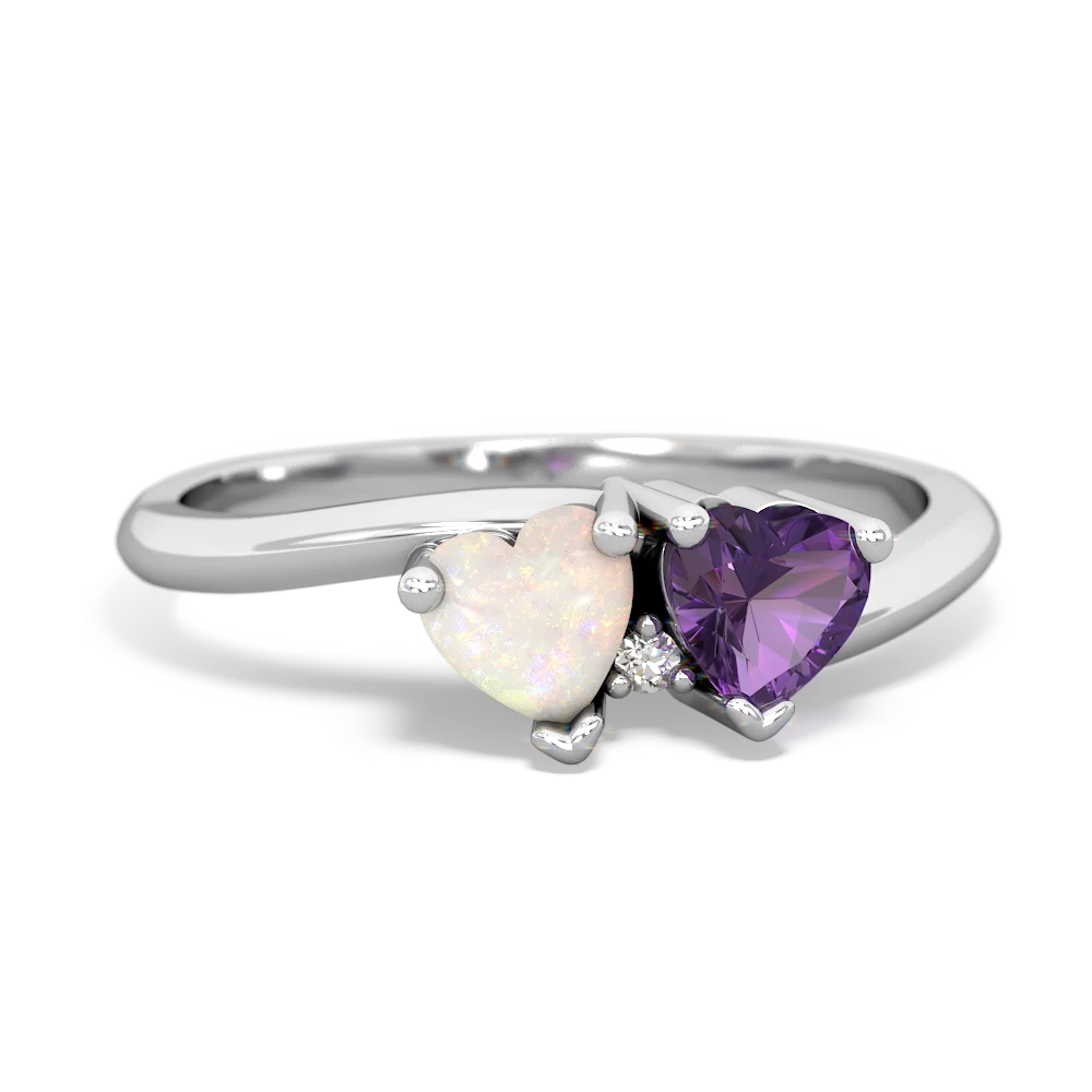 Opal Sweethearts 14K White Gold ring R5260