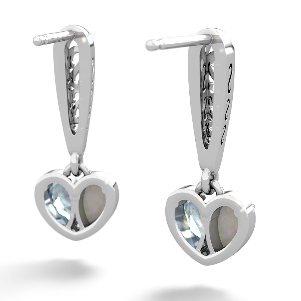 Opal Filligree Heart 14K White Gold earrings E5070