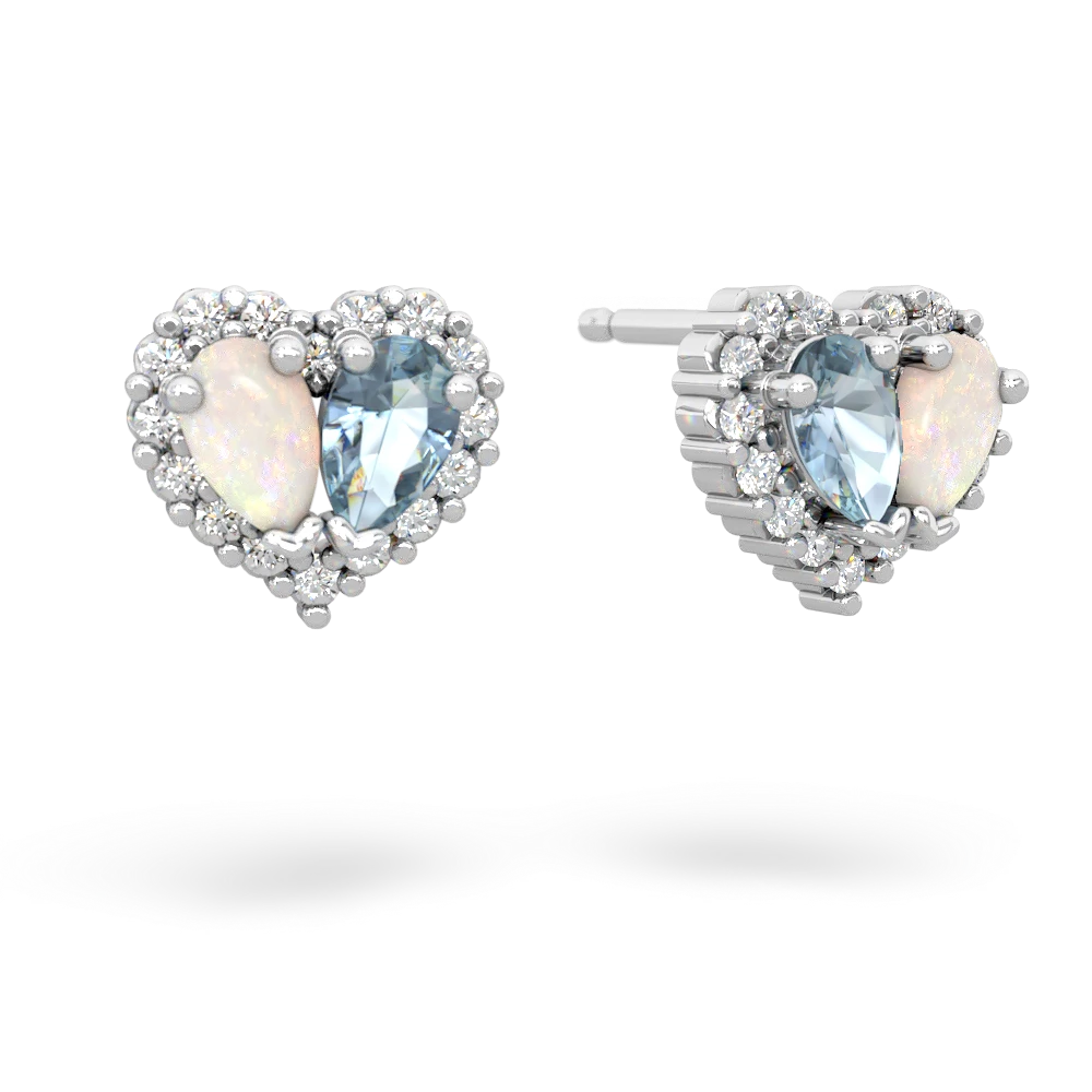 Opal Halo 14K White Gold earrings E7008