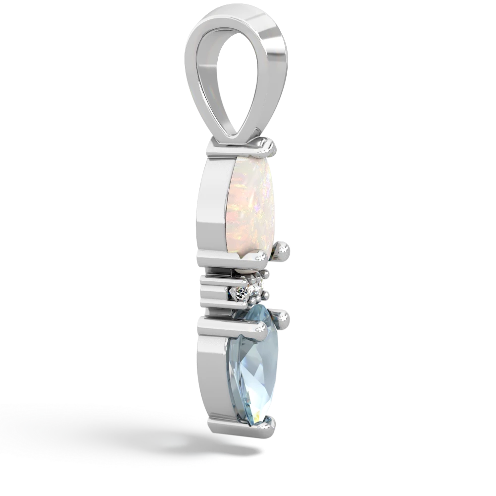 Opal Bowtie Drop 14K White Gold pendant P0865