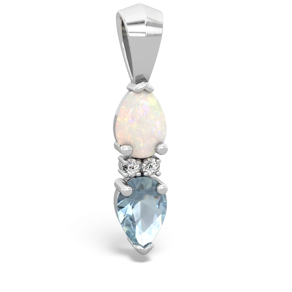 Opal Bowtie Drop 14K White Gold pendant P0865