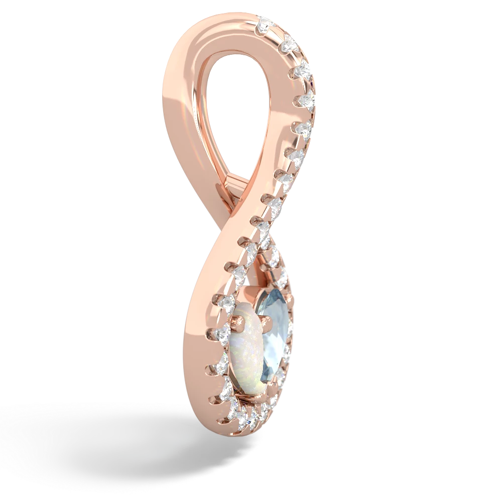 Opal Pave Twist 'One Heart' 14K Rose Gold pendant P5360