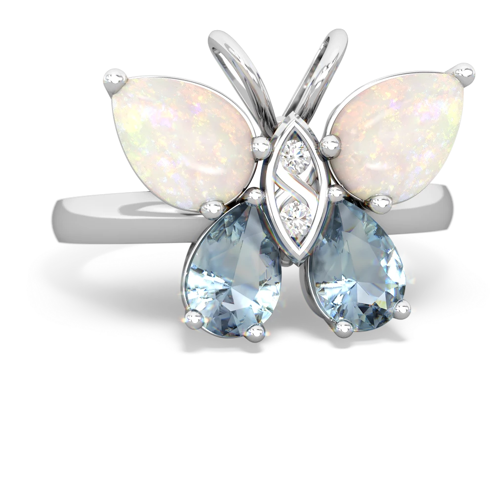 Opal Butterfly 14K White Gold ring R2215