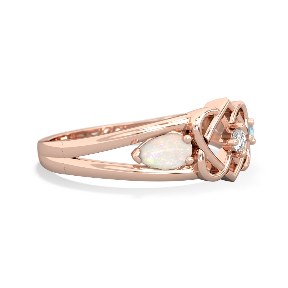 Opal Hearts Intertwined 14K Rose Gold ring R5880