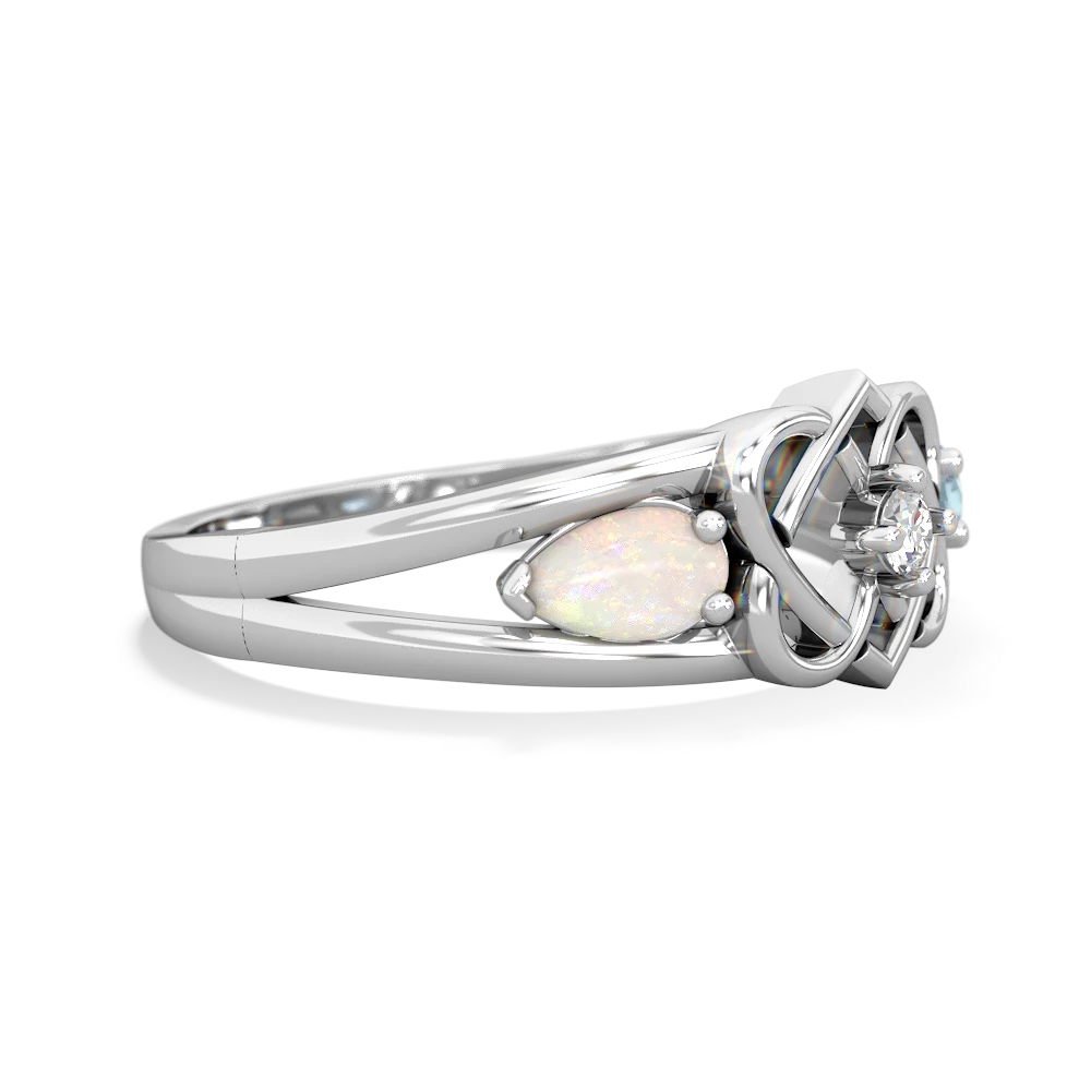 Opal Hearts Intertwined 14K White Gold ring R5880