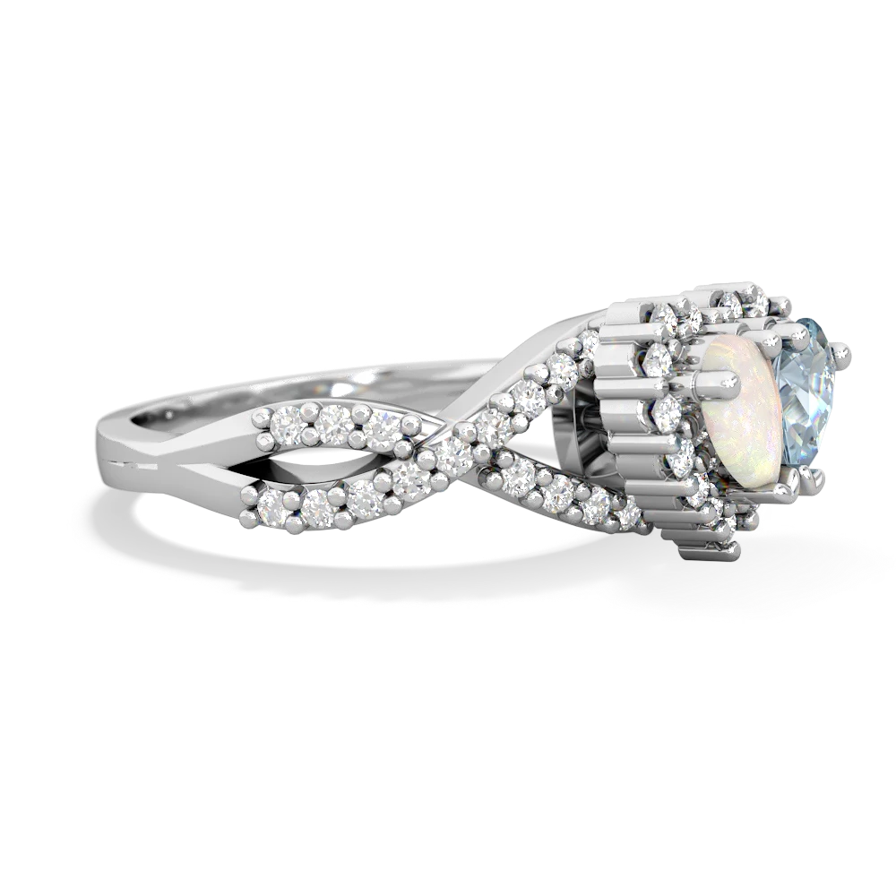 Opal Diamond Twist 'One Heart' 14K White Gold ring R2640HRT