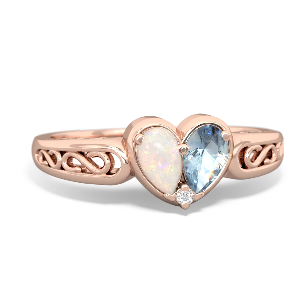 Opal Filligree 'One Heart' 14K Rose Gold ring R5070