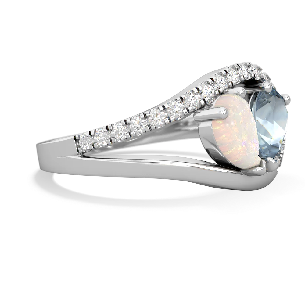 Opal Nestled Heart Keepsake 14K White Gold ring R5650