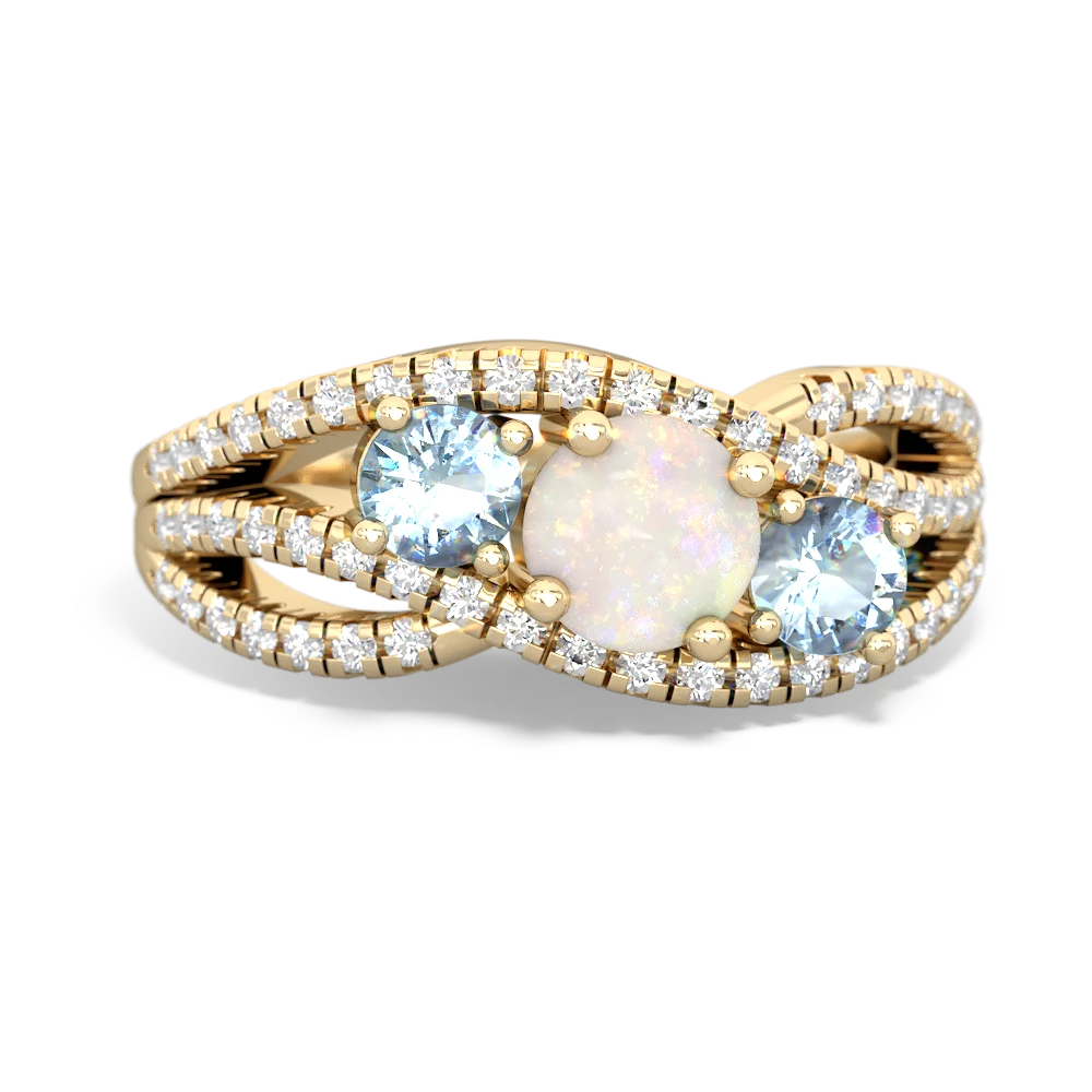 Opal Three Stone Aurora 14K Yellow Gold ring R3080