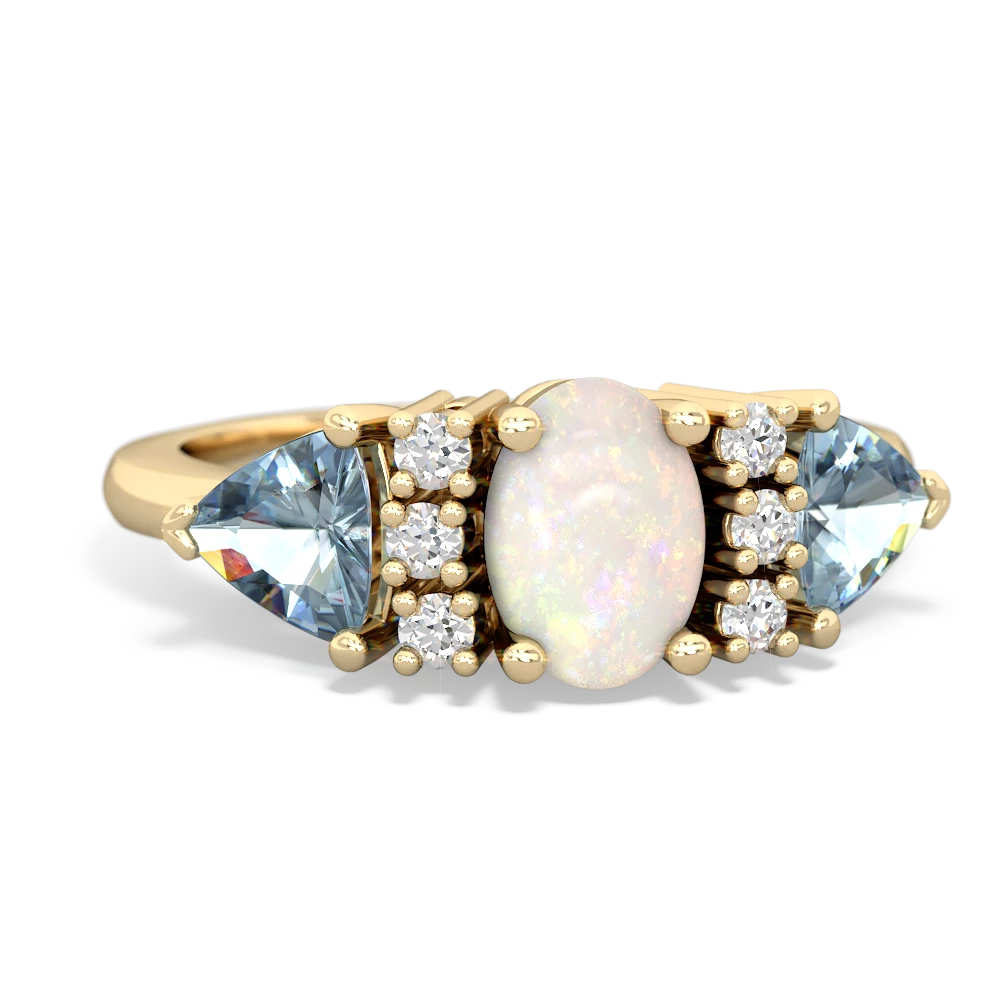 Opal Antique Style Three Stone 14K Yellow Gold ring R2186