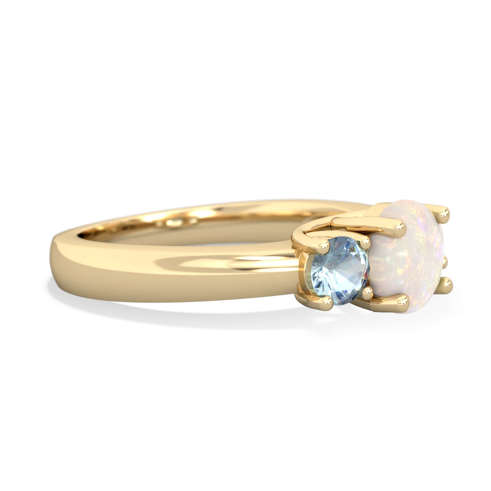 Opal Three Stone Round Trellis 14K Yellow Gold ring R4018