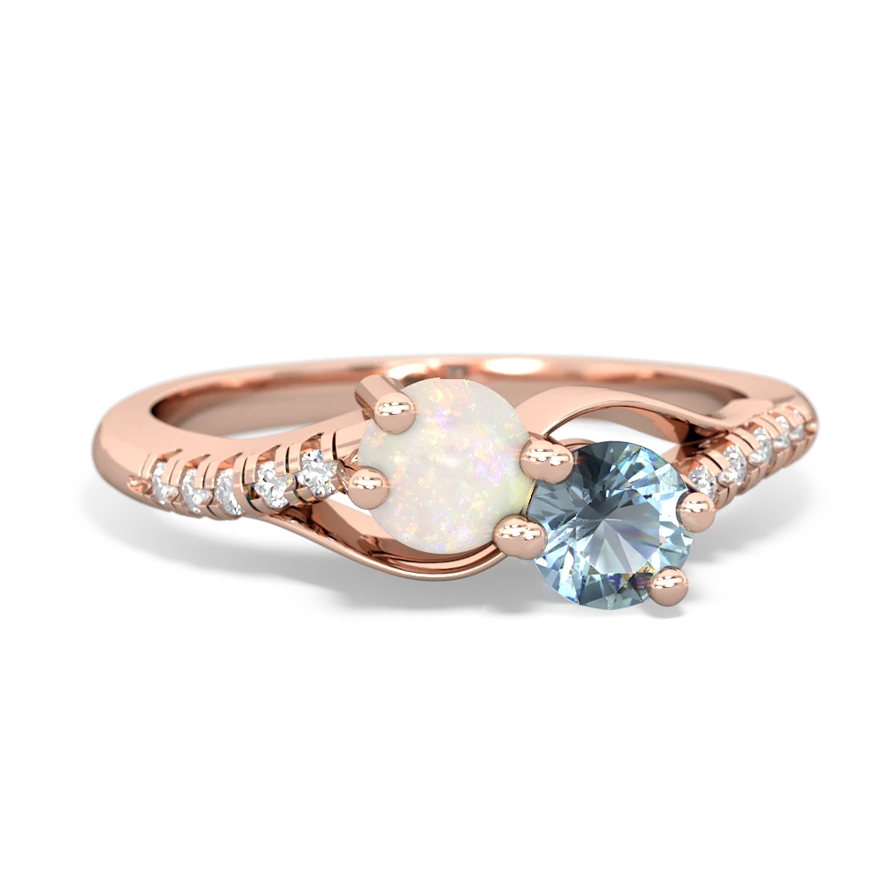 Opal Infinity Pave Two Stone 14K Rose Gold ring R5285