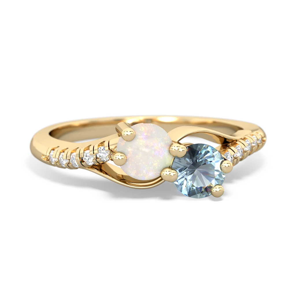 Opal Infinity Pave Two Stone 14K Yellow Gold ring R5285