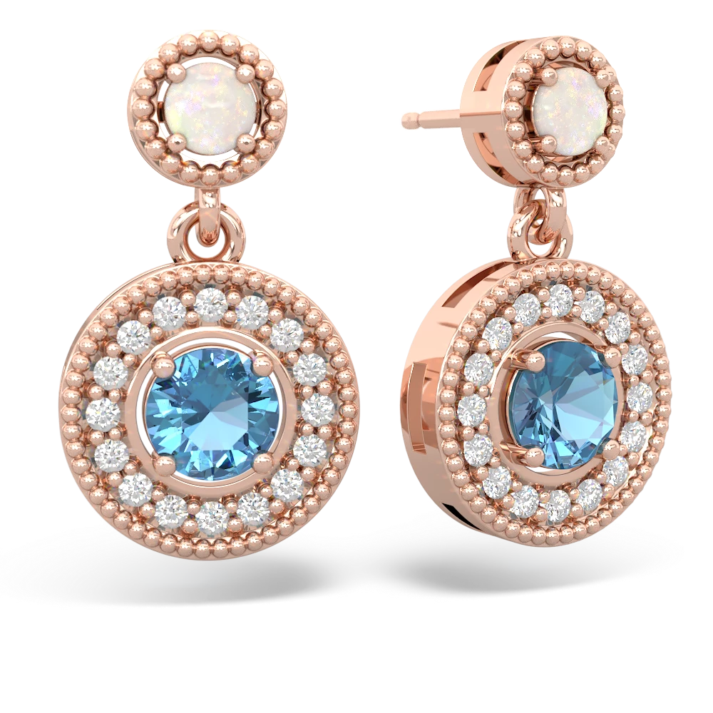 Opal Halo Dangle 14K Rose Gold earrings E5319