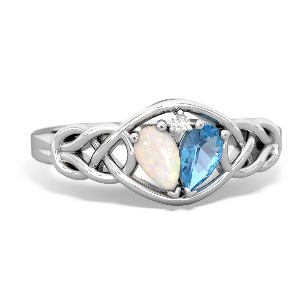 Opal Celtic Love Knot 14K White Gold ring R5420