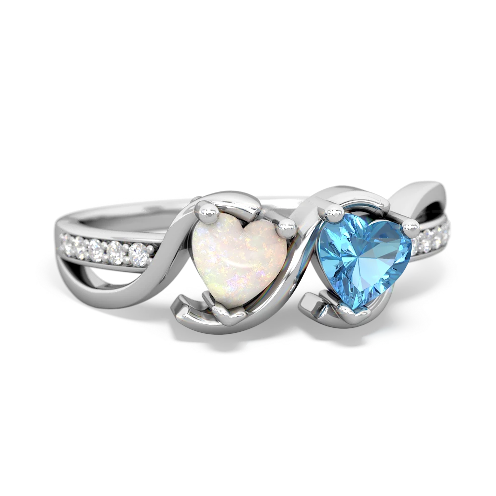 Opal Side By Side 14K White Gold ring R3090