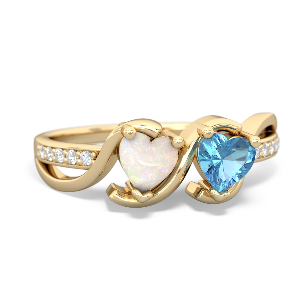 Opal Side By Side 14K Yellow Gold ring R3090