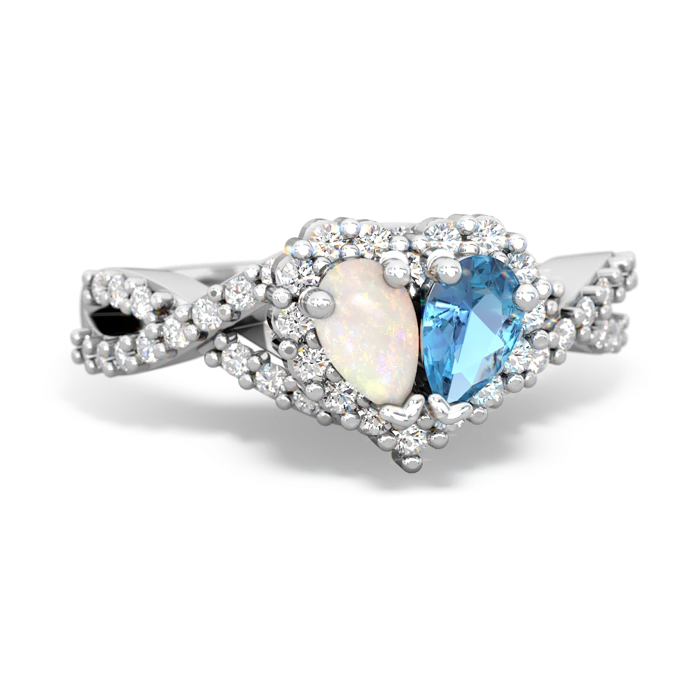 Opal Diamond Twist 'One Heart' 14K White Gold ring R2640HRT