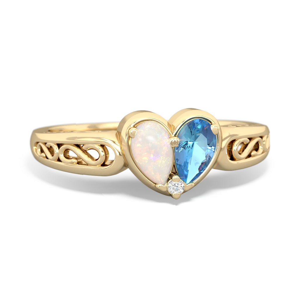 Opal Filligree 'One Heart' 14K Yellow Gold ring R5070