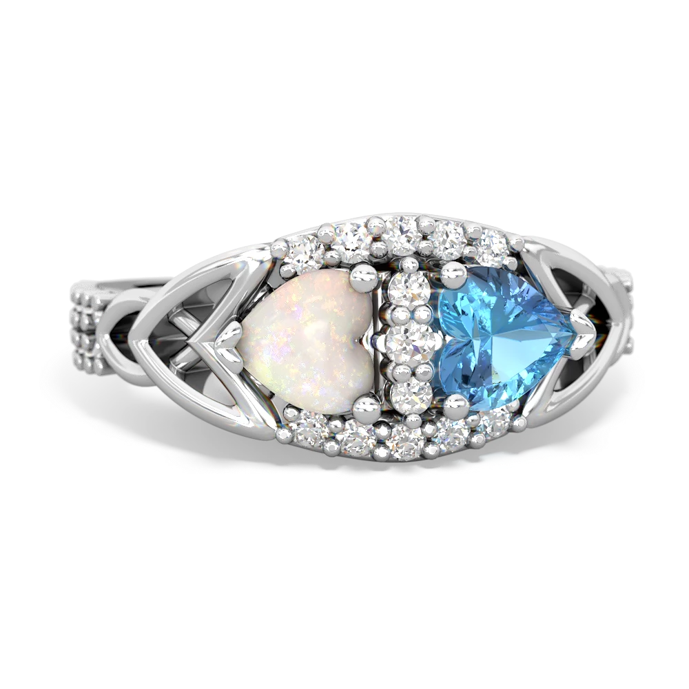 Opal Sparkling Celtic Knot 14K White Gold ring R2645