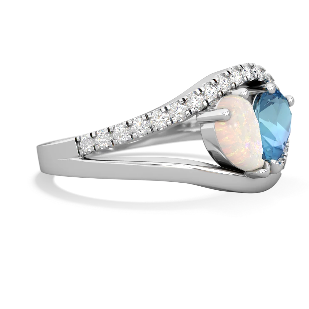 Opal Nestled Heart Keepsake 14K White Gold ring R5650