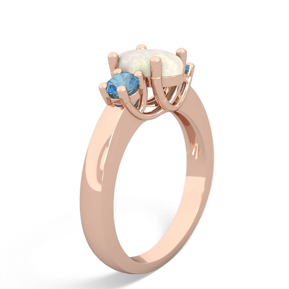 Opal Three Stone Oval Trellis 14K Rose Gold ring R4024