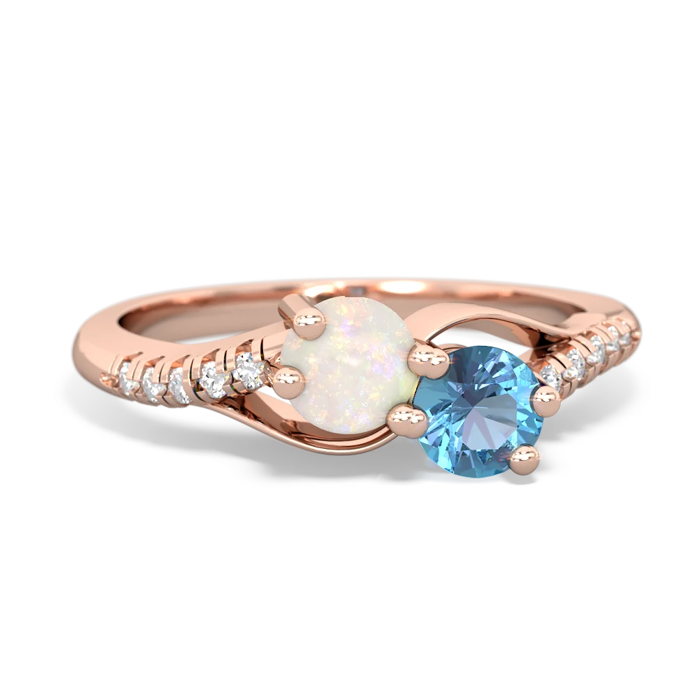 Opal Infinity Pave Two Stone 14K Rose Gold ring R5285