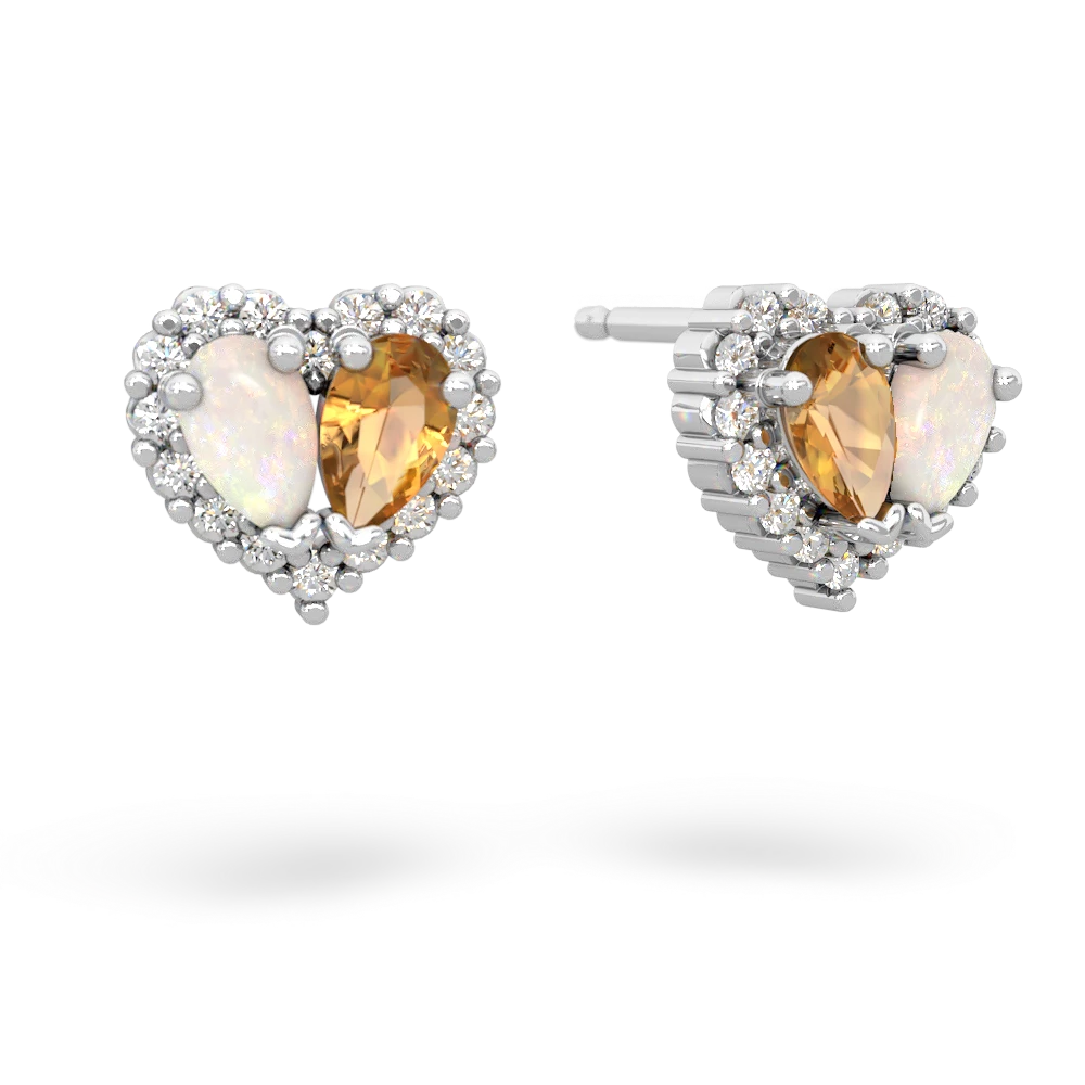 Opal Halo 14K White Gold earrings E7008